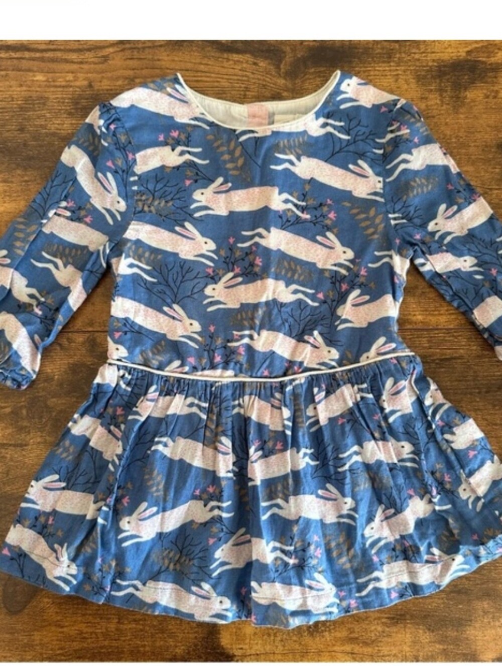 Mini Boden Blue Bunny Print Twirl Dress Size 2t 3t - Picture 1 of 5